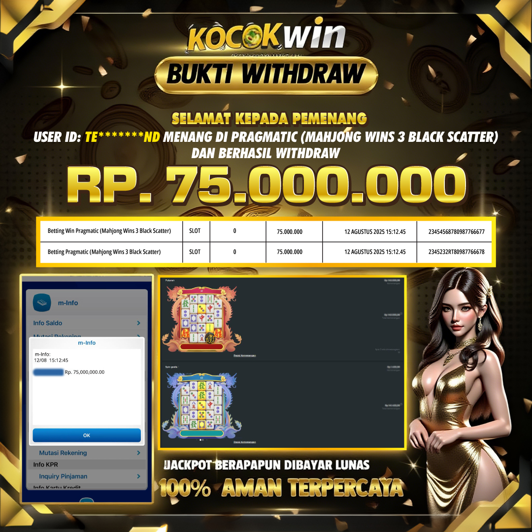 BUKTI WITHDRAW PRACMATIC (MAHJONG WINS 3 BLACK SCATTER)- KOCOKWIN