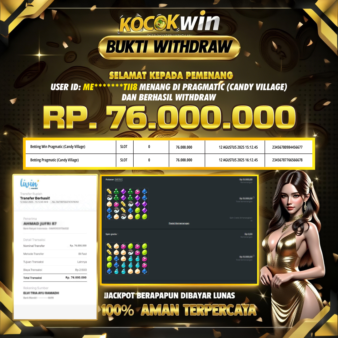 BUKTI WITHDRAW PRACMATIC (CANDY VILLAGE)- KOCOKWIN
