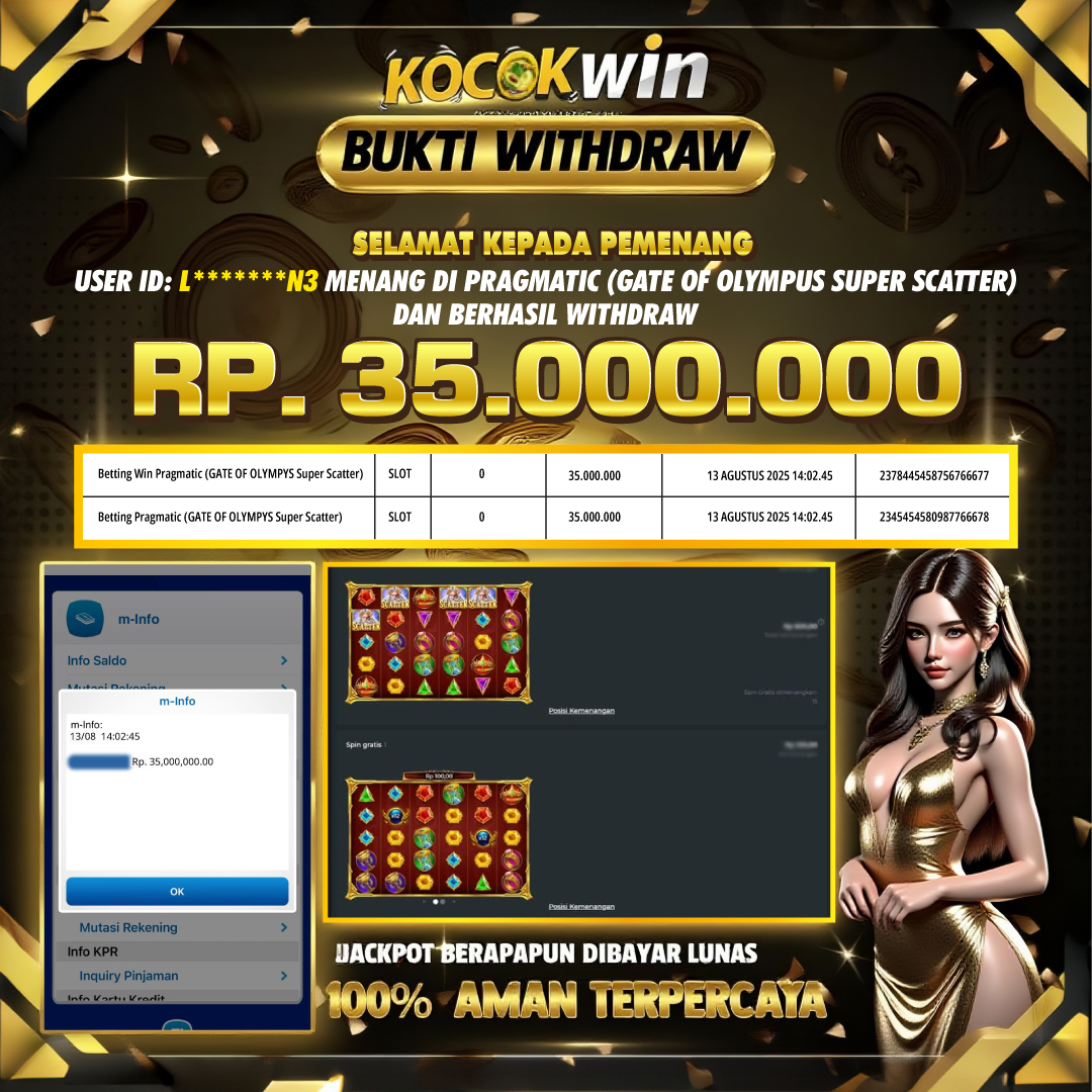 BUKTI WITHDRAW PRAGMATIC (GATE OF OLYMPUS SUPER SCATTER )- KOCOKWIN