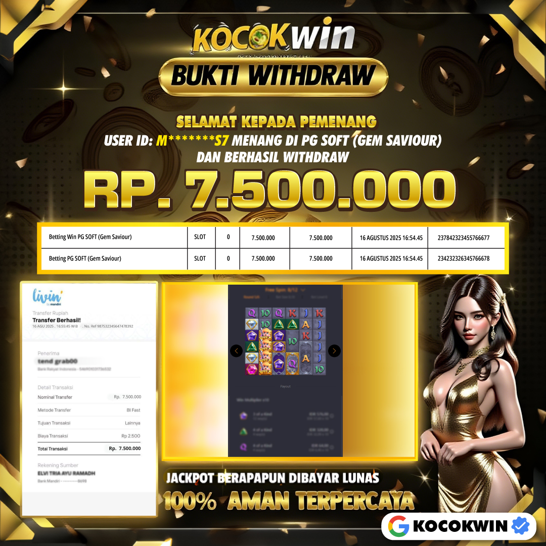 BUKTI WITHDRAW PG SOFT (GEM SAVIOUR )- KOCOKWIN
