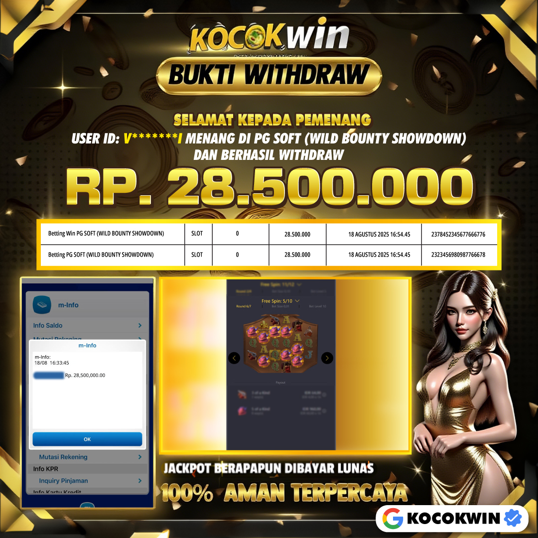 BUKTI WITHDRAW PG SOFT (WILD BOUNTY SHOWDOWN )- KOCOKWIN