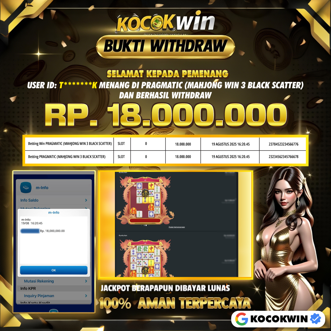 BUKTI WITHDRAW PRAGMATIC (MAHJONG WINS 3 BLACK SCATTER)- KOCOKWIN