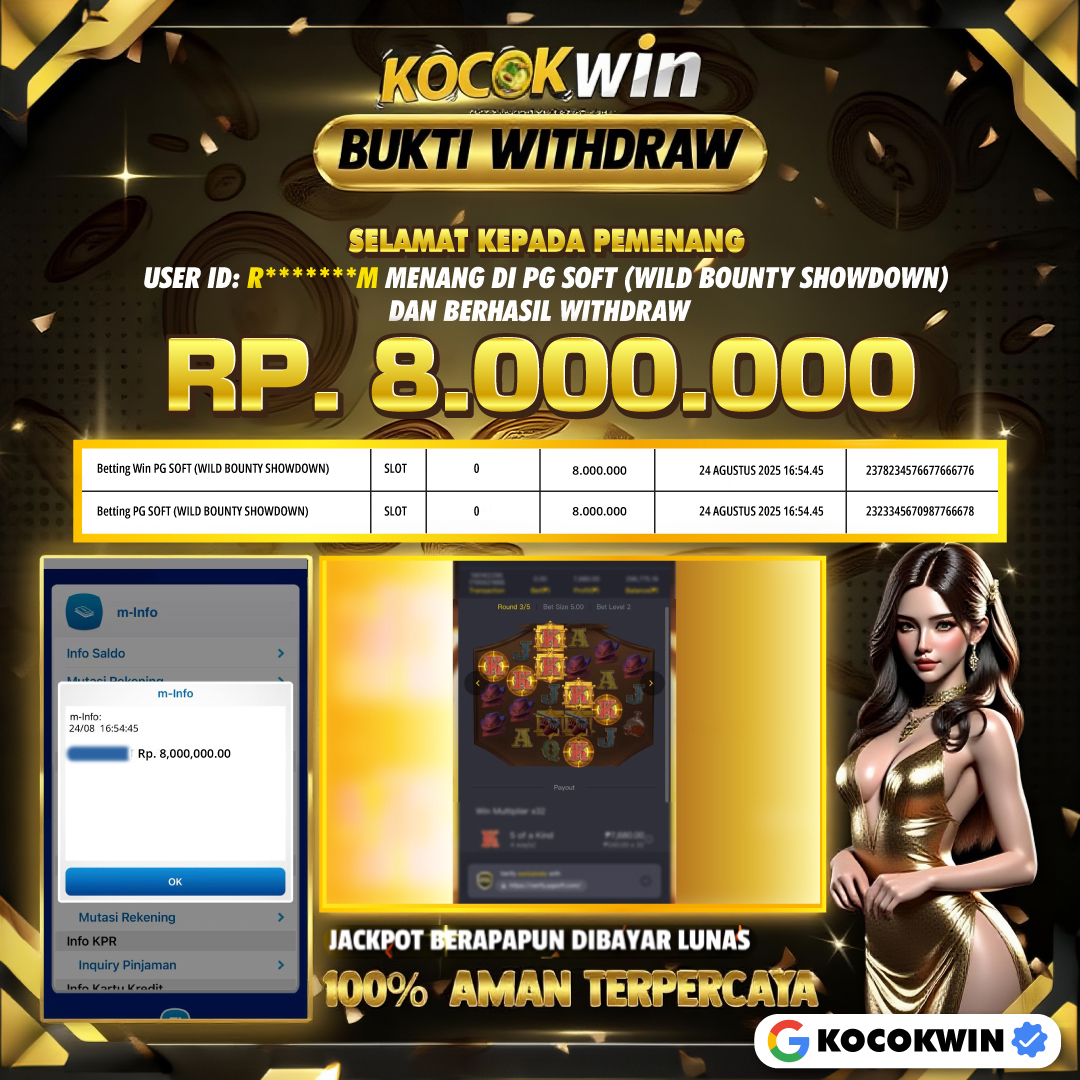 BUKTI WITHDRAW PG SOFT (WILD BOUNTY SHOWDOWN )- KOCOKWIN