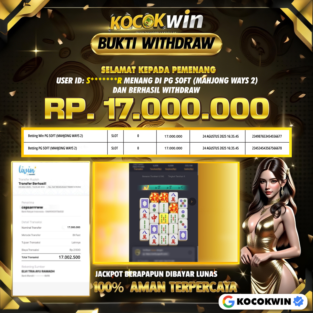 BUKTI WITHDRAW PG SOFT (MAHJONG WAYS 2)- KOCOKWIN