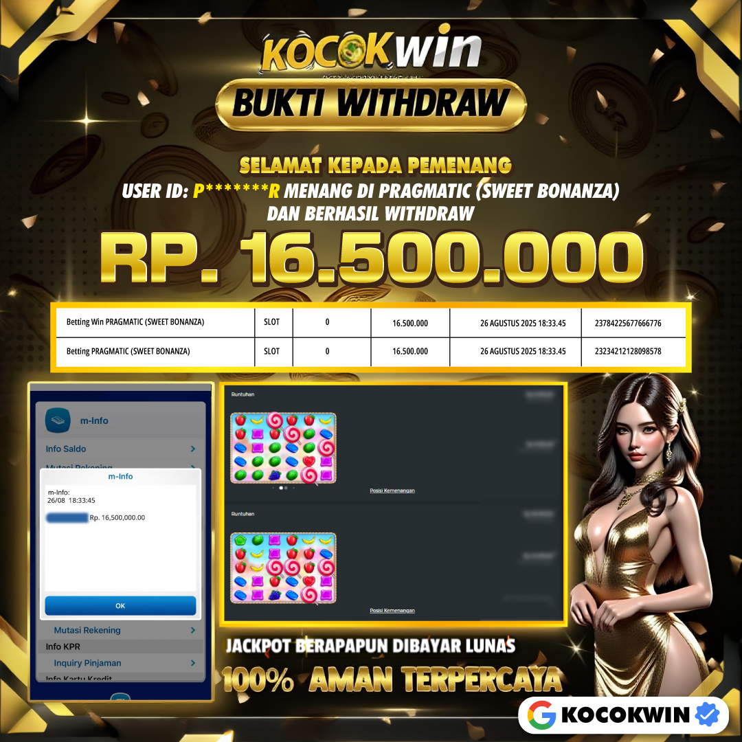 BUKTI WITHDRAW PRAGMATIC (SWEET BONANZA 1000)- KOCOK WIN