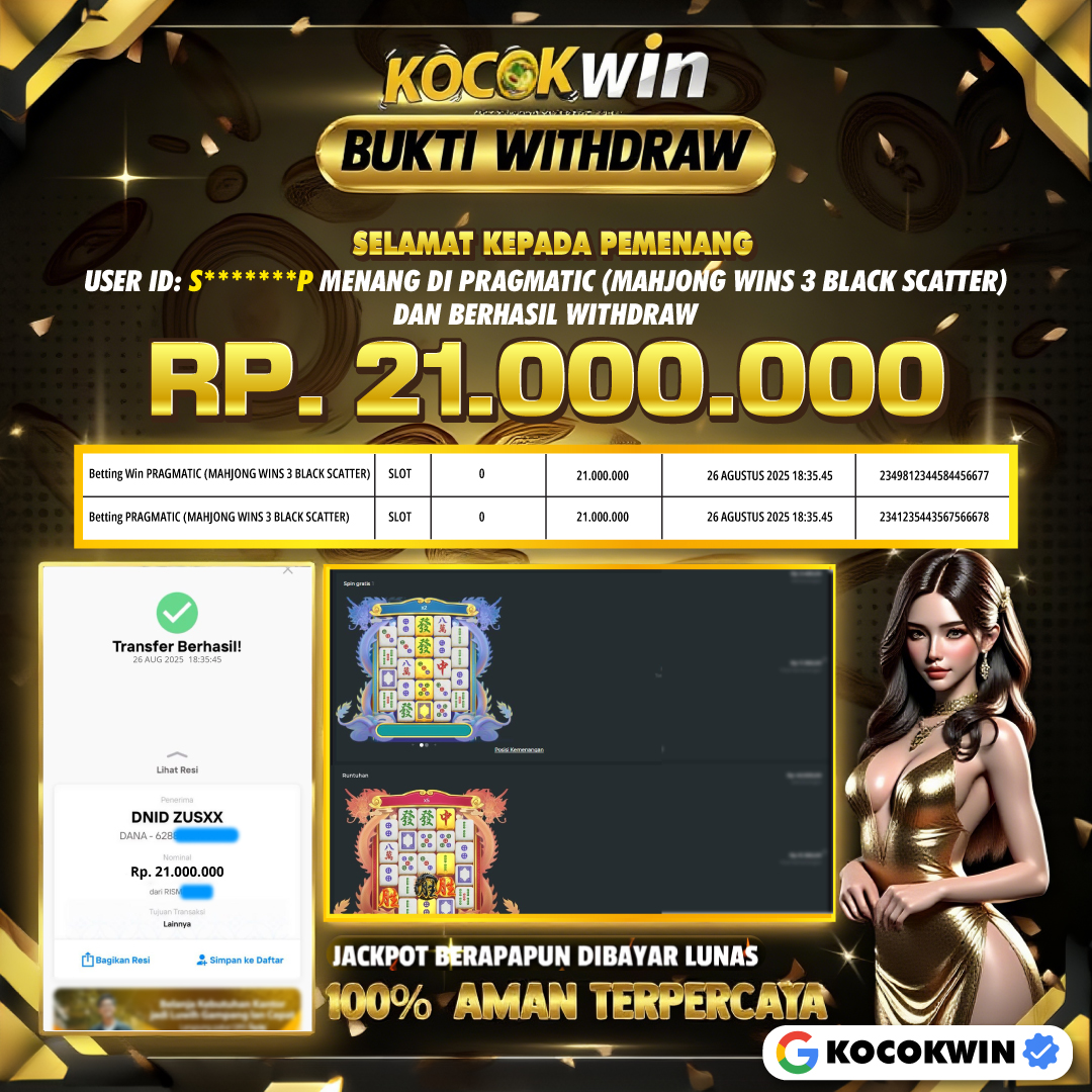 BUKTI WITHDRAW PRAGMATIC (MAHJONG WINS 3 BLACK SCATTER)- KOCOK WIN