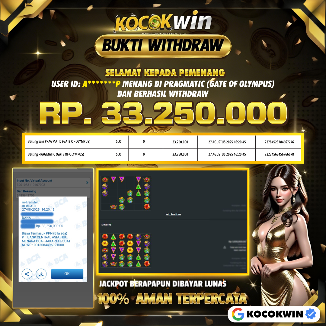 BUKTI WITHDRAW PRAGMATIC (GATE OF OLYMPUS )- KOCOKWIN