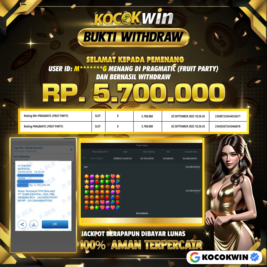 BUKTI WITHDRAW PRACMATIC (FRUIT PARTY)- KOCOKWIN