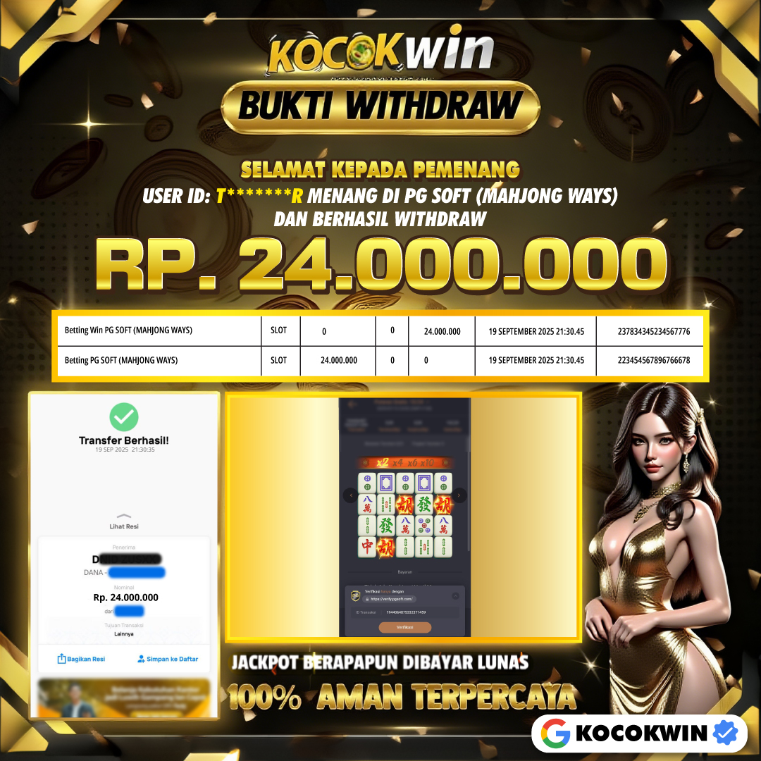 BUKTI WITHDRAW PG SOFT (MAHJONG WAYS )- KOCOK WIN