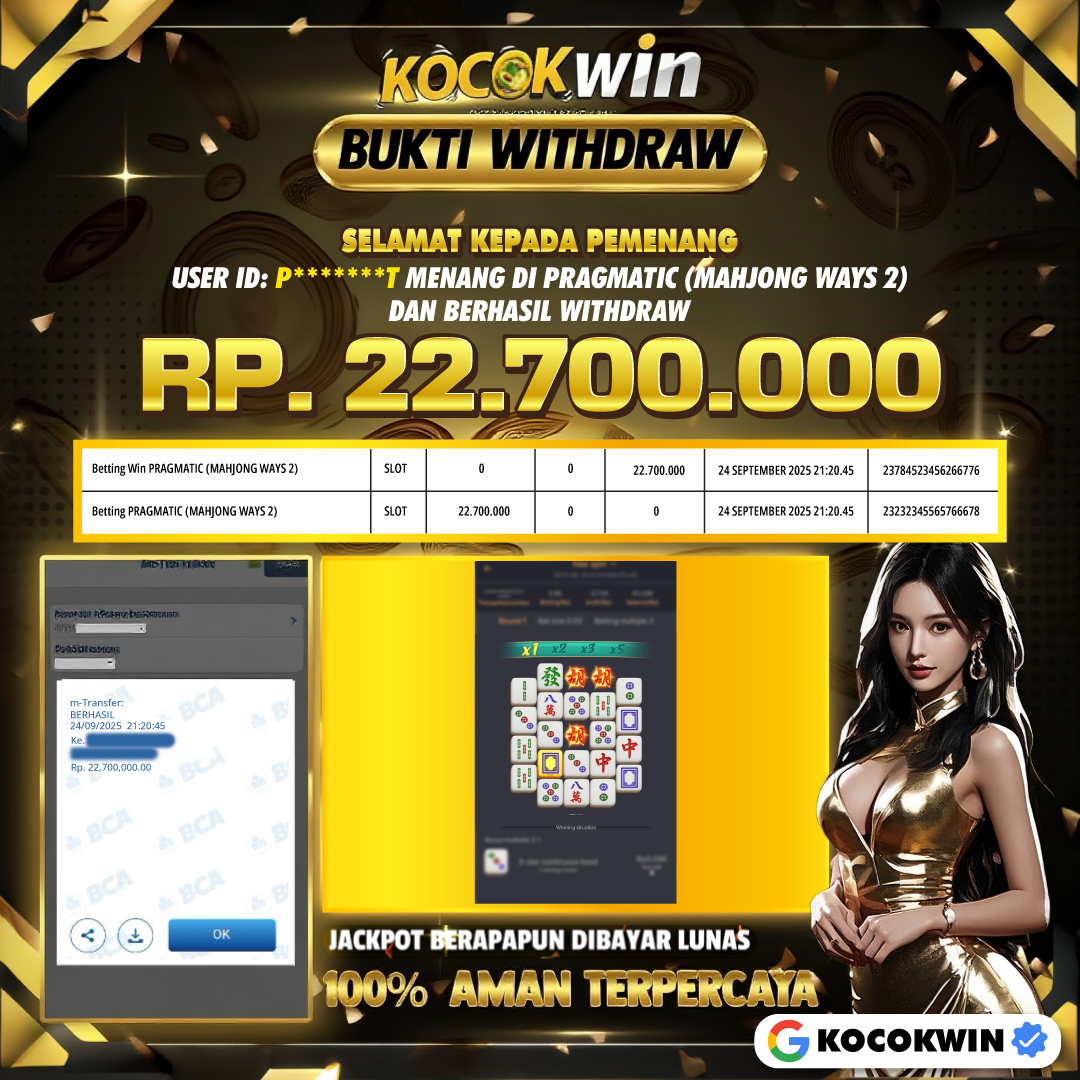BUKTI WITHDRAW PG SOFT (MAHJONG WAYS 2 )- KOCOK WIN