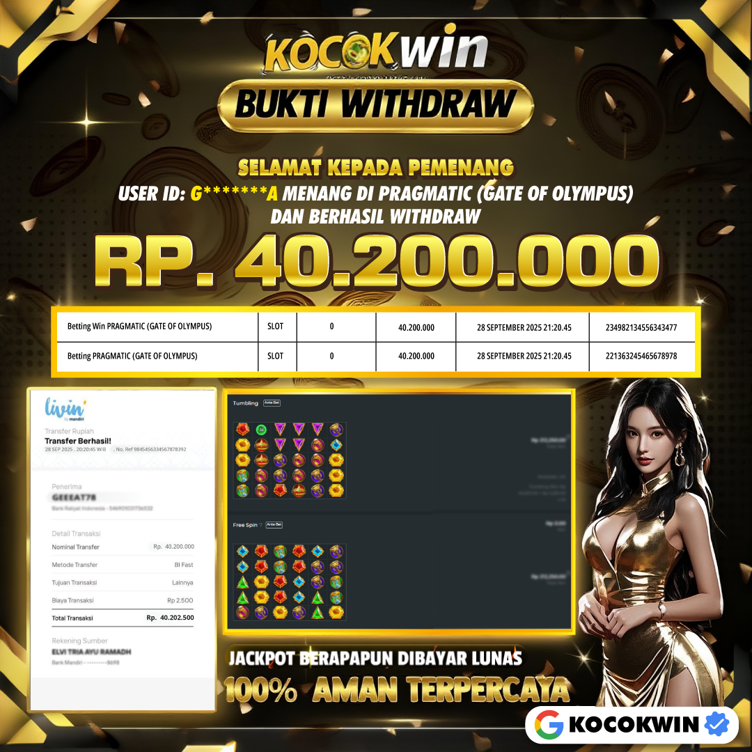 BUKTI WITHDRAW PRAGMATIC (GATE OF OLYMPUS )- KOCOK WIN