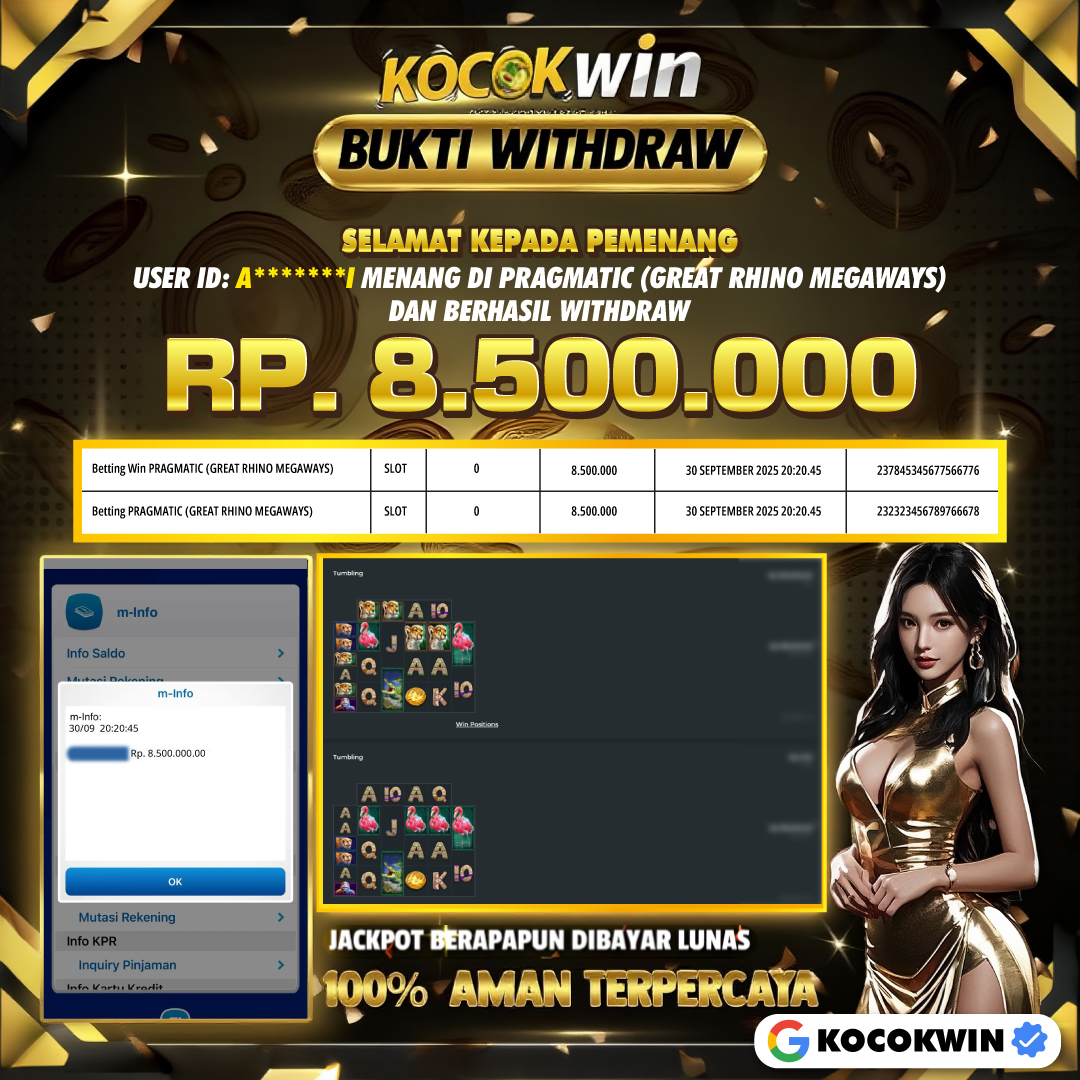 BUKTI WITHDRAW PRAGMATIC (GREAT RHINO MEGAWAYS)- KOCOK WIN