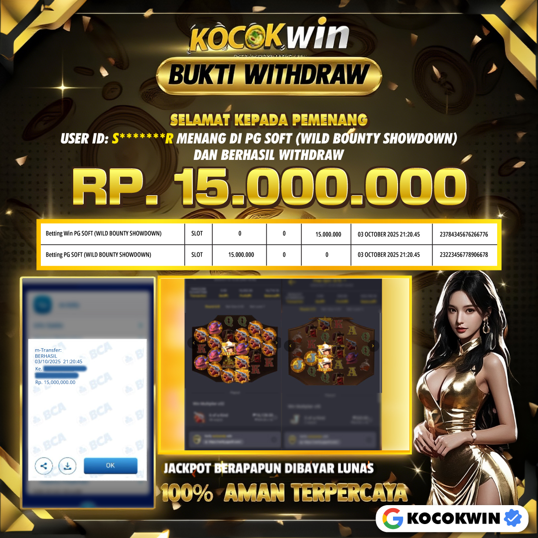 BUKTI WITHDRAW PG SOFT (WILD BOUNTY SHOWDOWN )- KOCOK WIN
