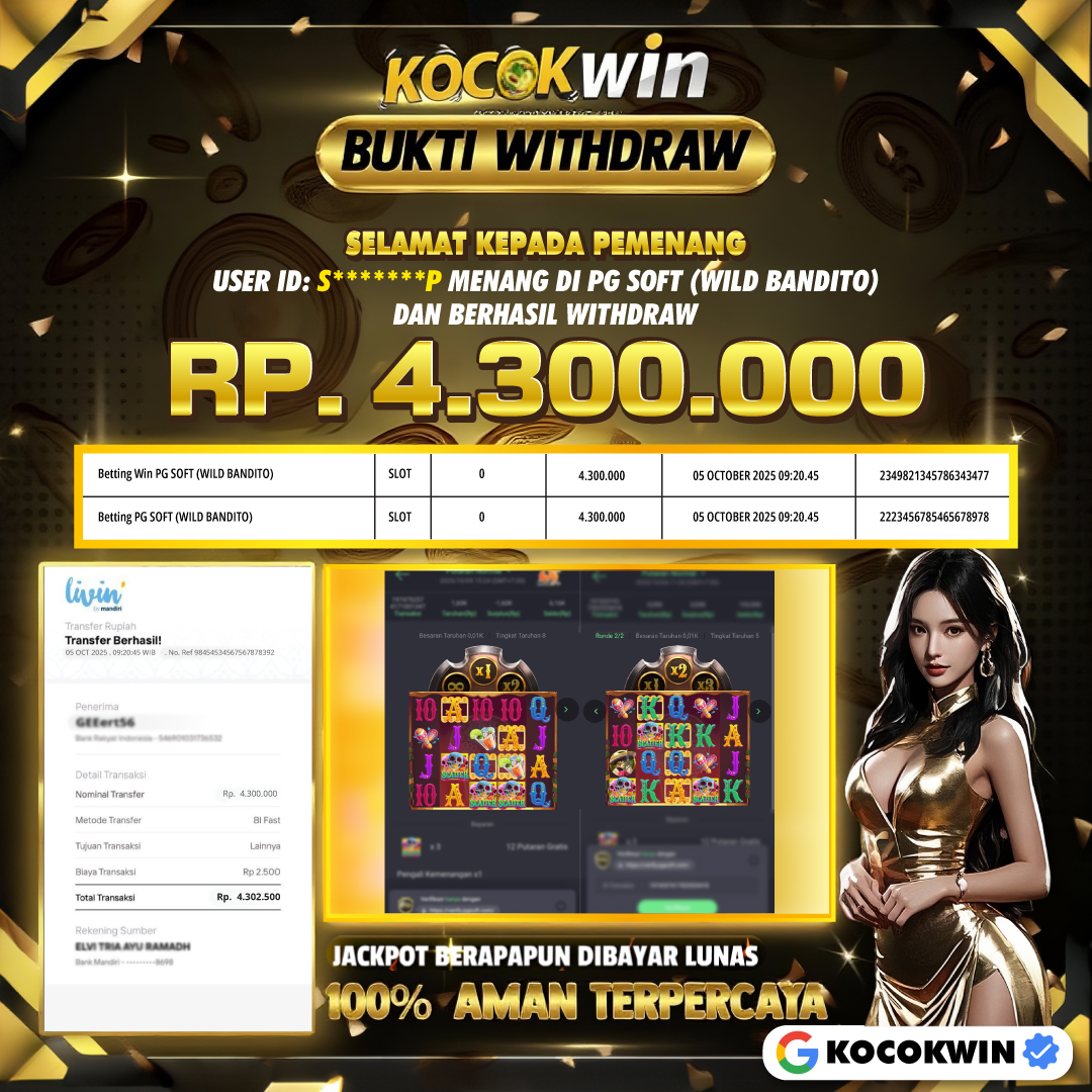 BUKTI WITHDRAW PG SOFT (WILD BANDITO )- KOCOK WIN