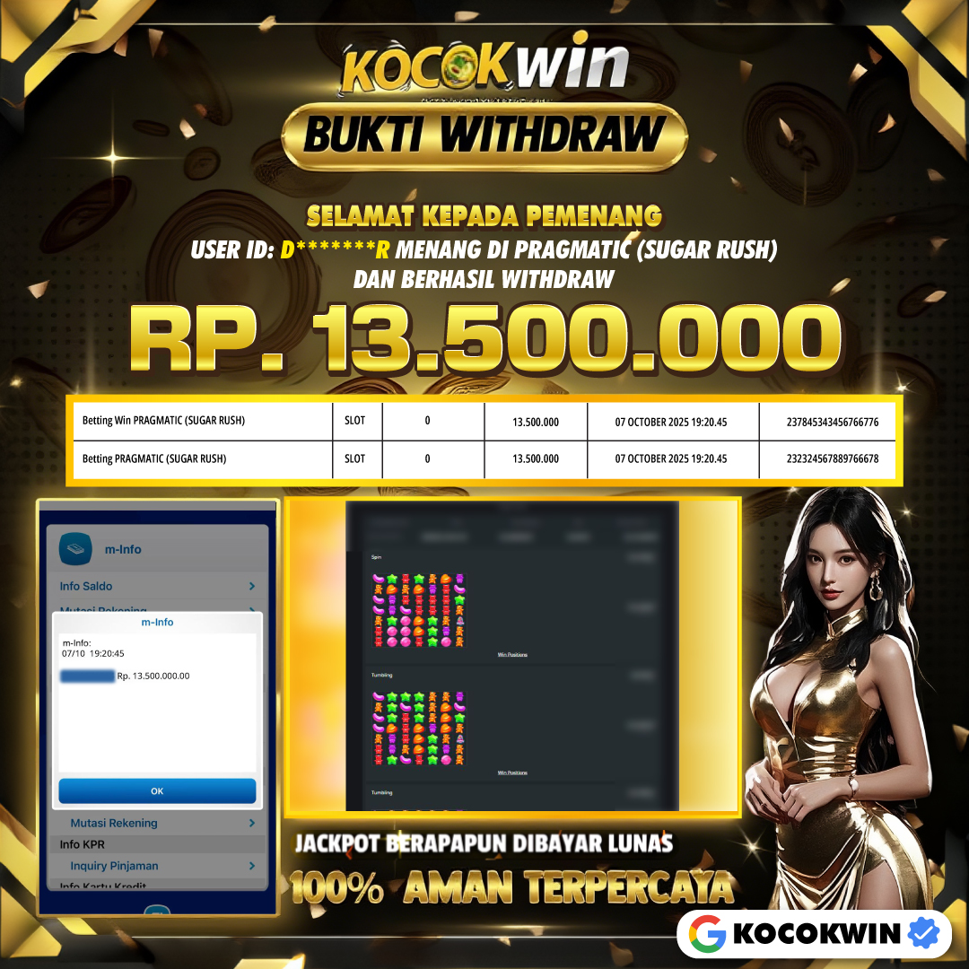 BUKTI WITHDRAW PRAGMATIC (SUGAR RUSH)- KOCOK WIN