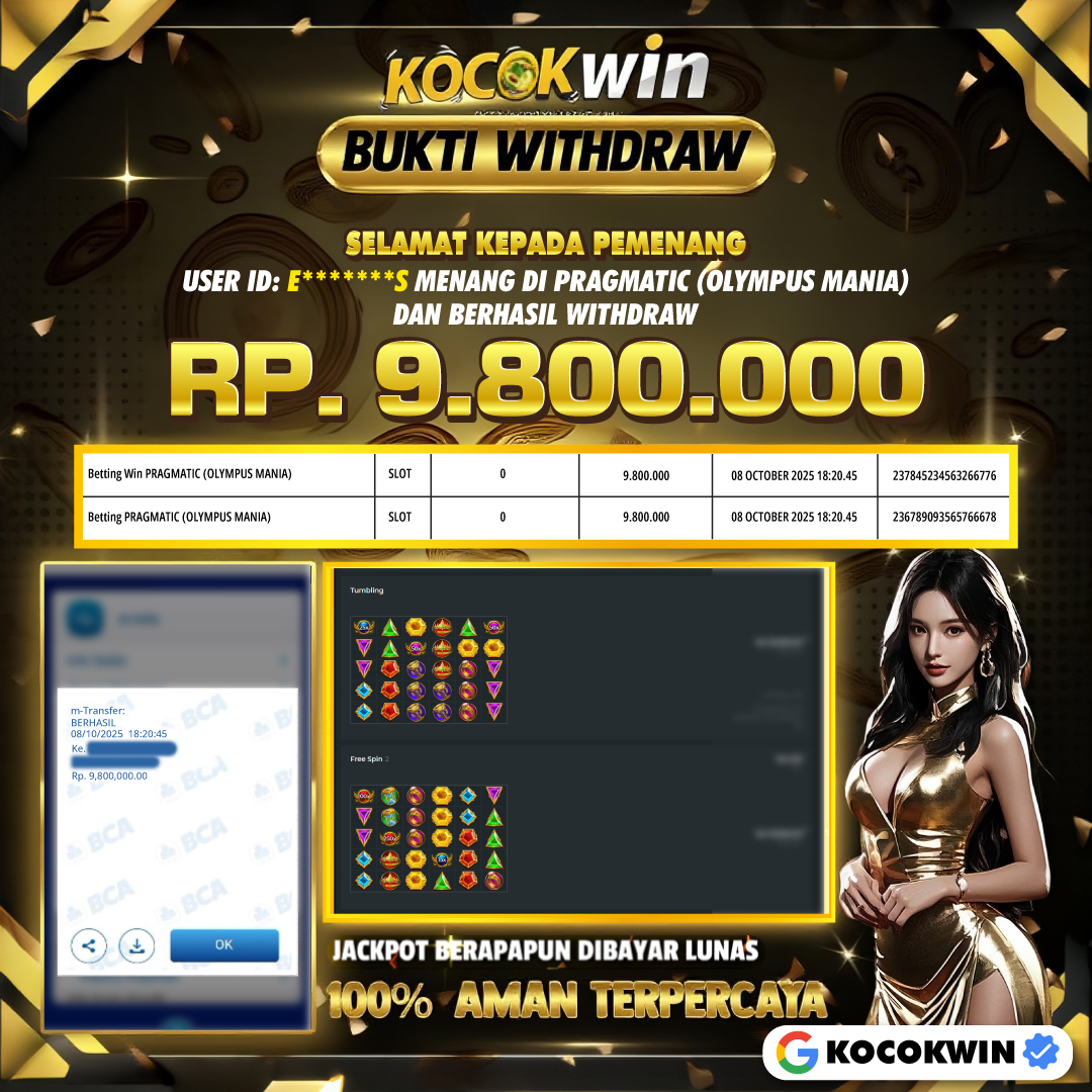 BUKTI WITHDRAW PRAGMATIC (OLYMPUS MANIA)- KOCOK WIN