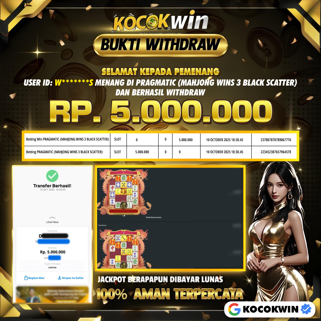 BUKTI WITHDRAW PRAGMATIC (MAHJONG WINS 3 BLACK SCATTER)- KOCOKWIN