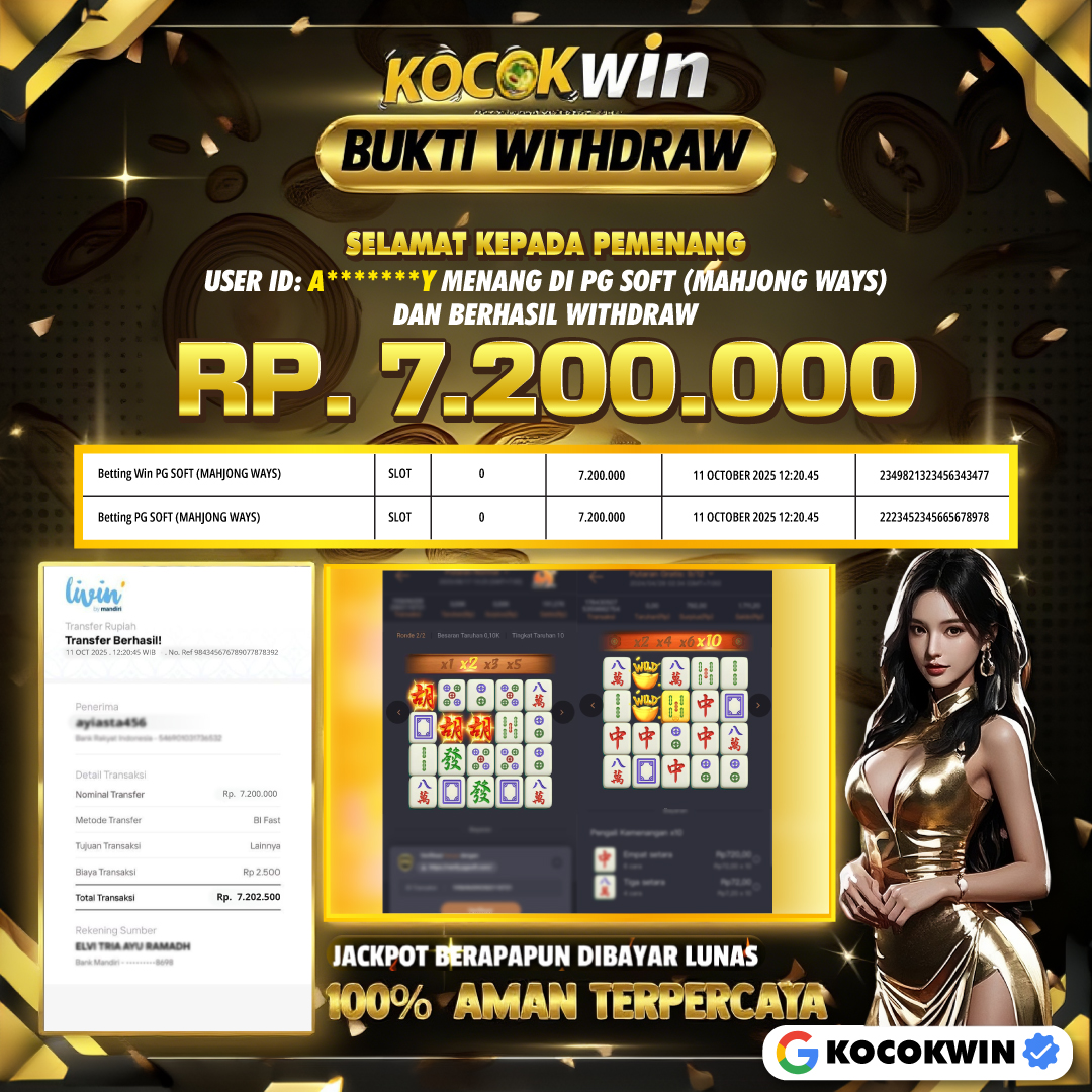 BUKTI WITHDRAW PG SOFT (MAHJONG WAYS )- KOCOK WIN
