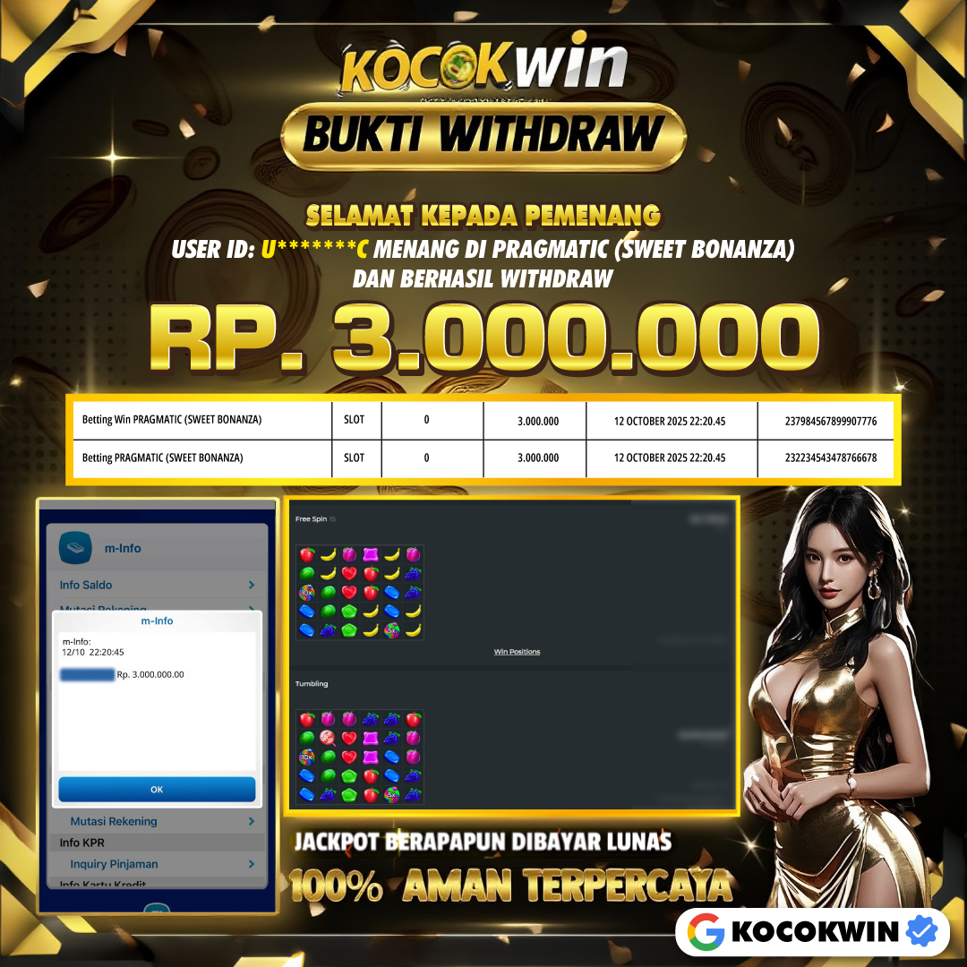 BUKTI WITHDRAW PRAGMATIC (SWEET BONANZA)- KOCOK WIN