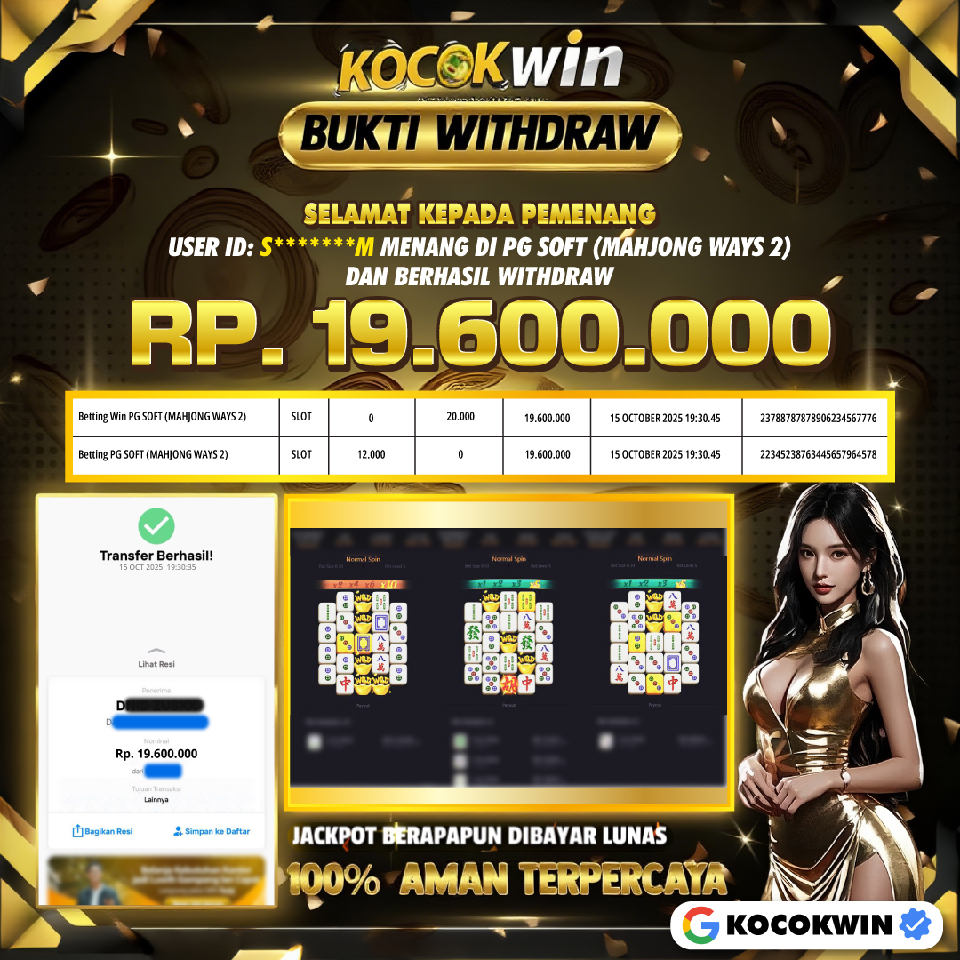 BUKTI WITHDRAW PG SOFT (MAHJONG WAYS 2)- KOCOK WIN