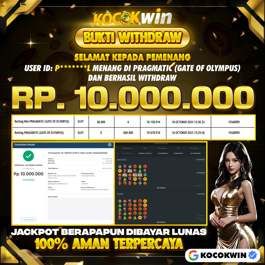 BUKTI WITHDRAW PRAGMATIC (GATE OF OLYMPUS )- KOCOK WIN