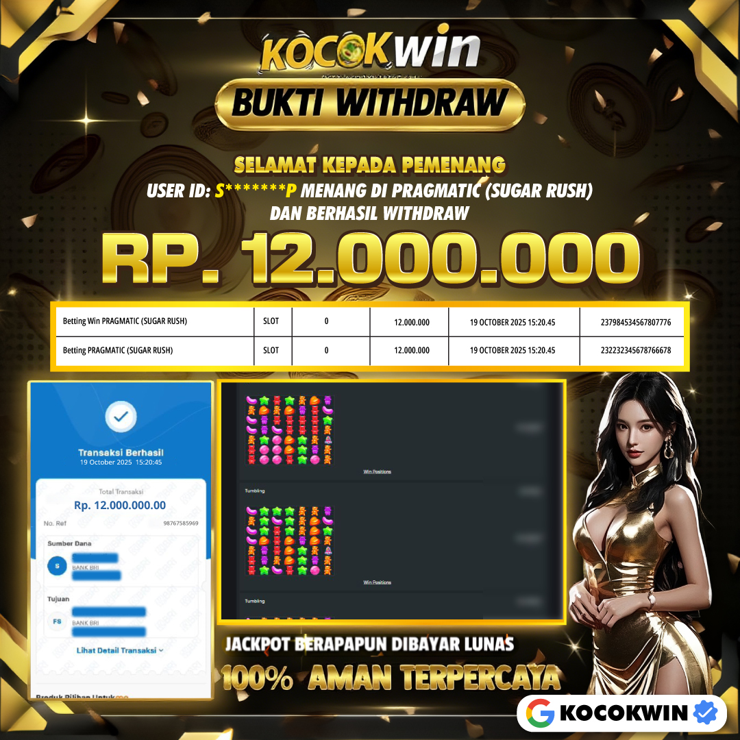 BUKTI WITHDRAW PRAGMATIC (SUGAR RUSH)- KOCOK WIN