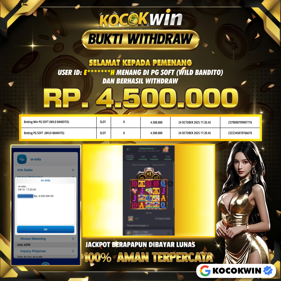 BUKTI WITHDRAW PG SOFT (WILD BANDITO )- KOCOK WIN