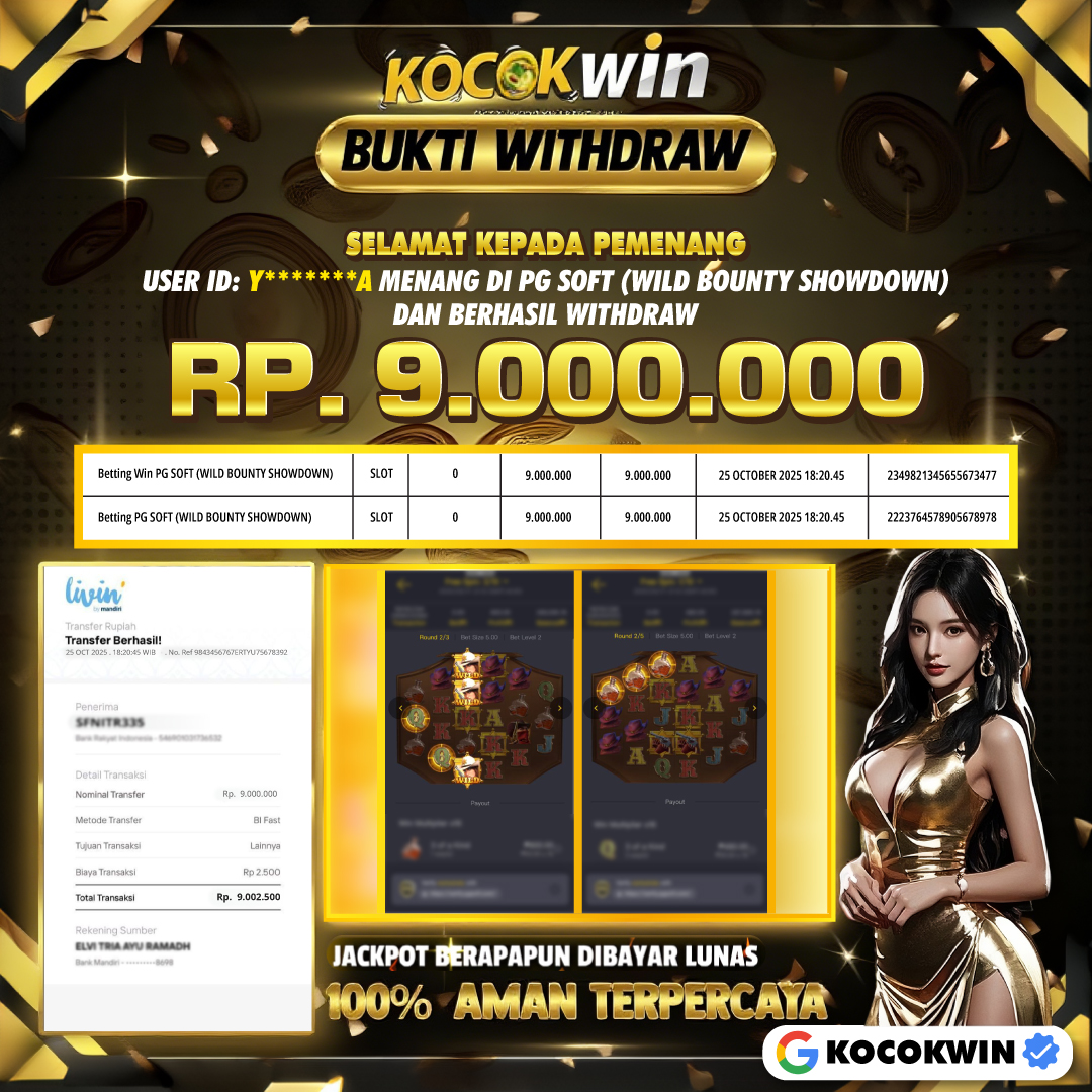 BUKTI WITHDRAW PG SOFT (WILD BOUNTY SHOWDOWN )- KOCOK WIN