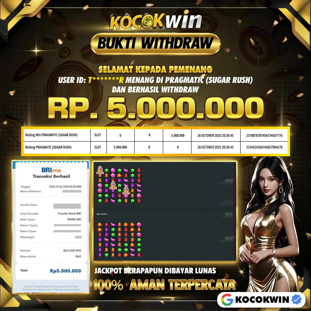 BUKTI WITHDRAW PRAGMATIC (SUGAR RUSH)- KOCOK WIN
