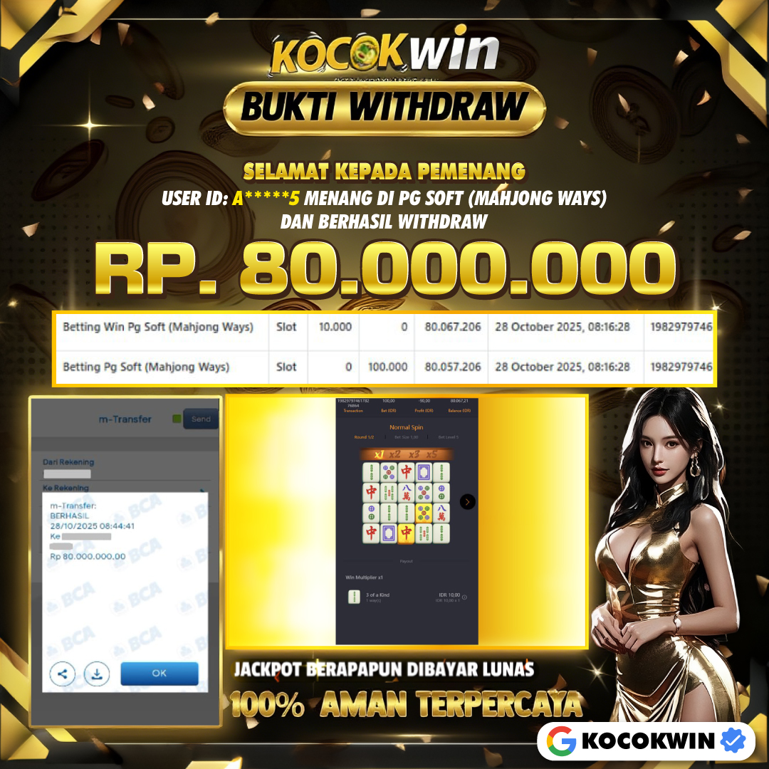 BUKTI WITHDRAW PG SOFT (MAHJONG WAYS )- KOCOK WIN