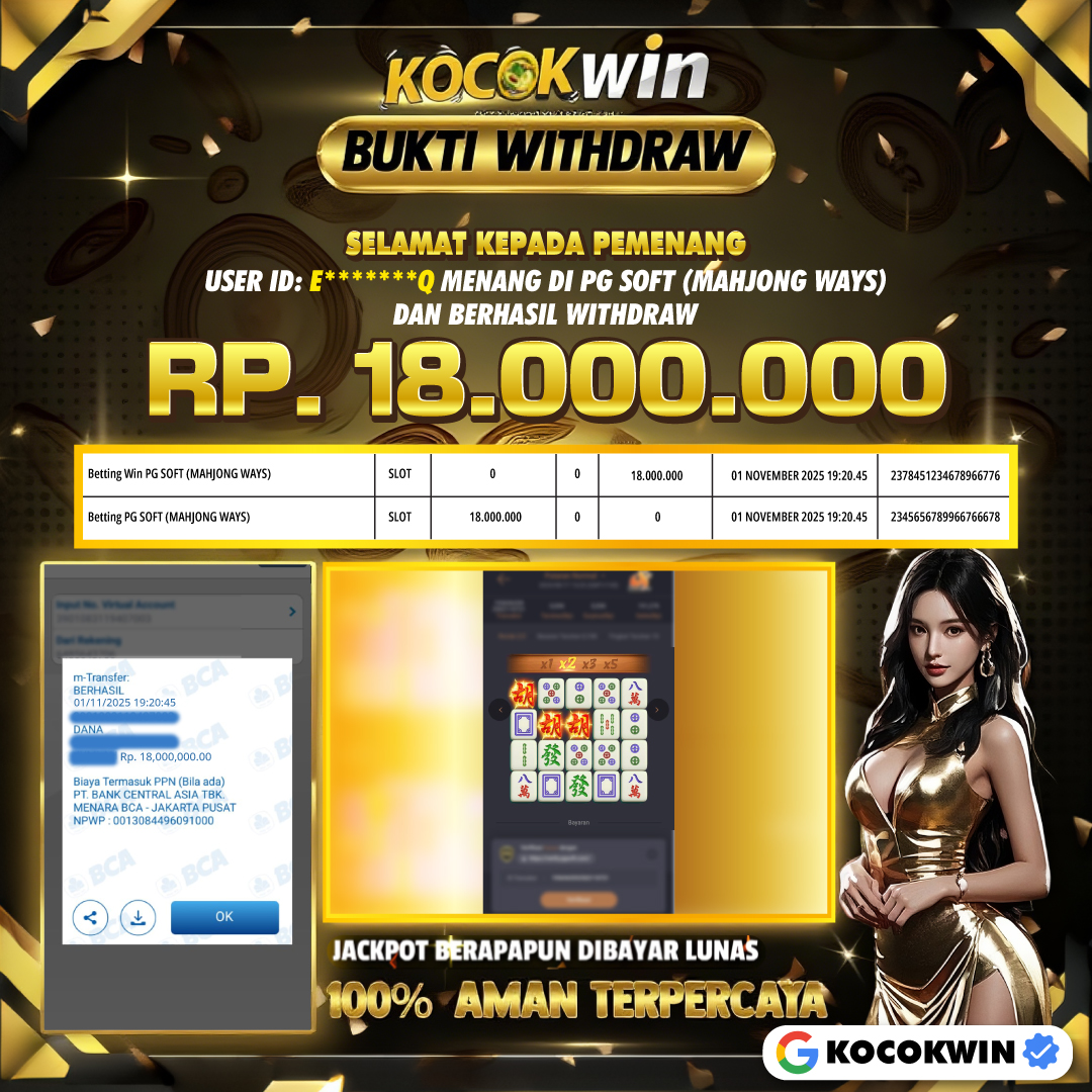 BUKTI WITHDRAW PG SOFT (MAHJONG WAYS )- KOCOK WIN