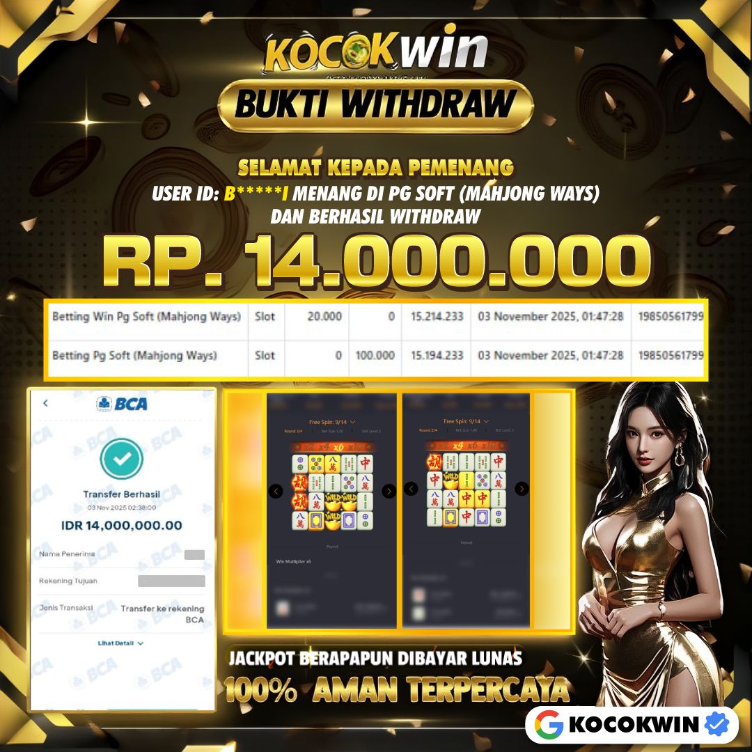 BUKTI WITHDRAW PG SOFT (MAHJONG WAYS )- KOCOK WIN