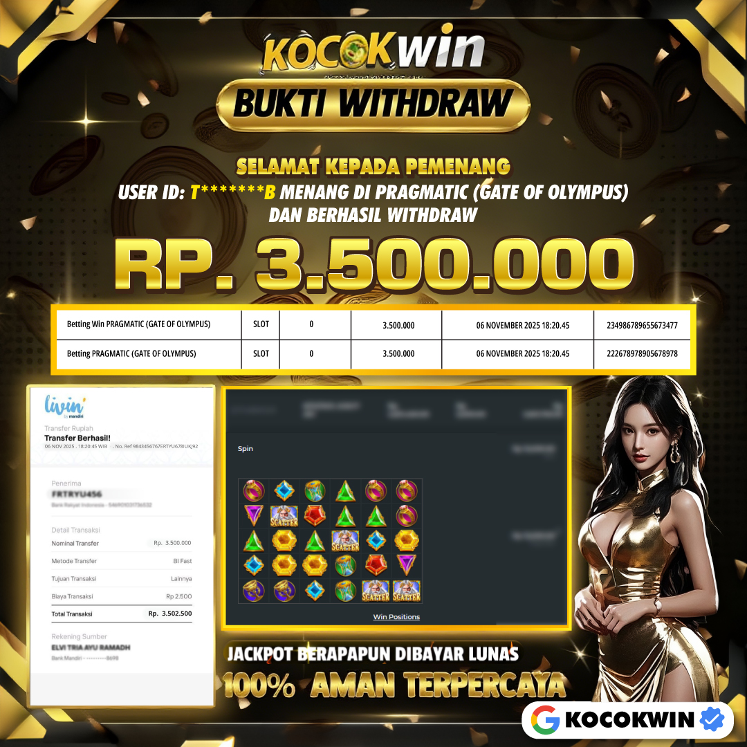 BUKTI WITHDRAW PRAGMATIC (GATE OF OLYMPUS )- KOCOK WIN