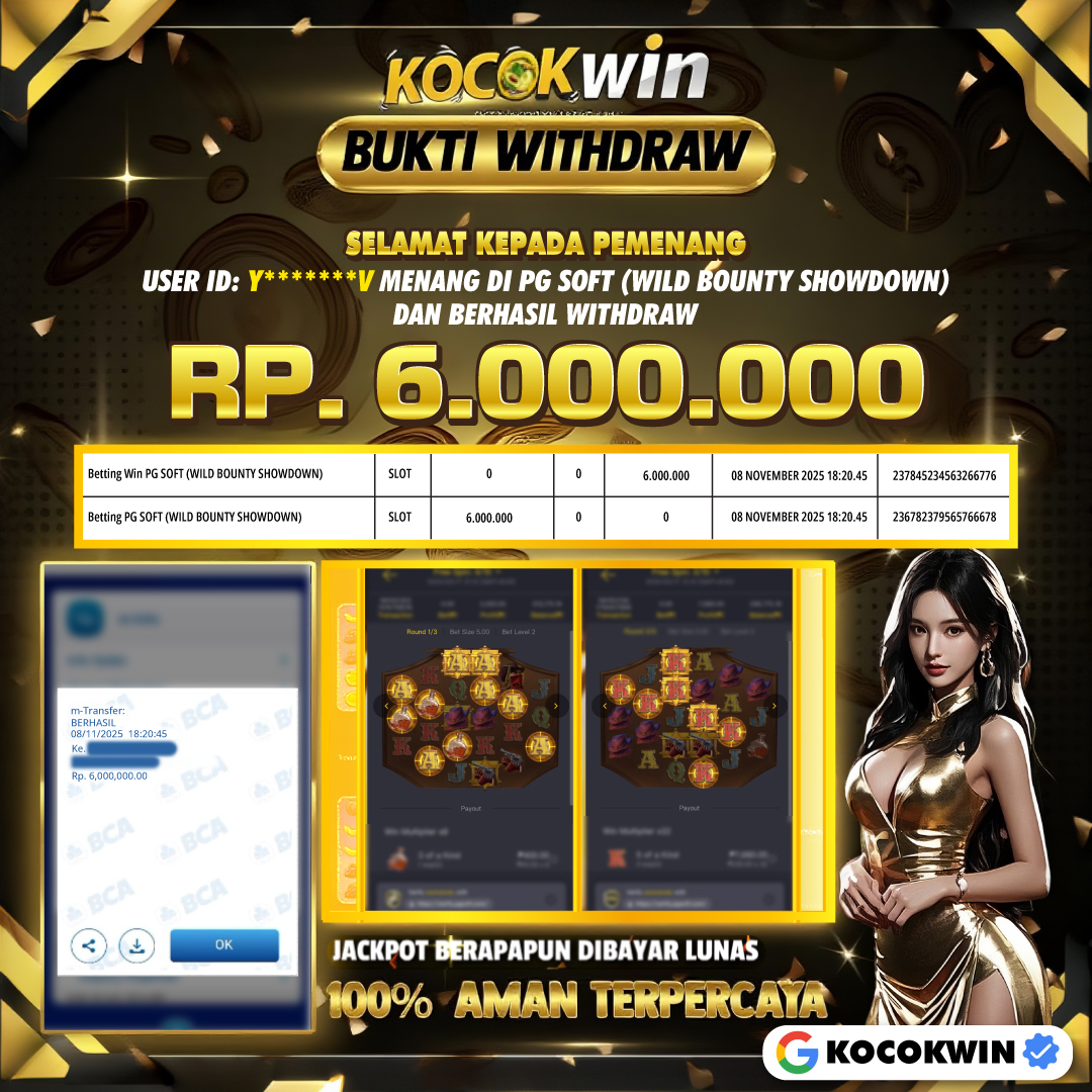 BUKTI WITHDRAW PG SOFT (WILD BOUNTY SHOWDOWN )- KOCOK WIN