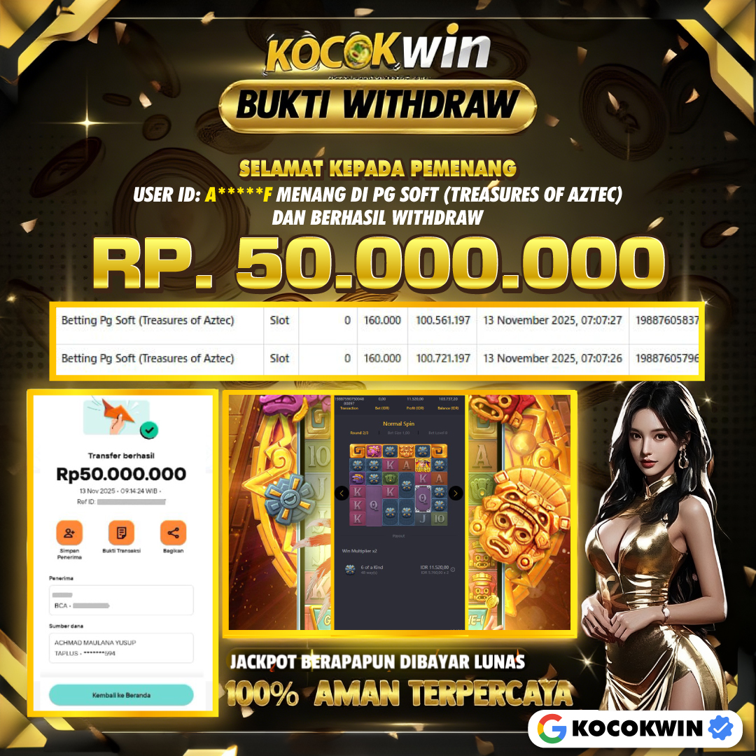 BUKTI WITHDRAW PG SOFT (TREASURES OF AZTEC)- KOCOK WIN