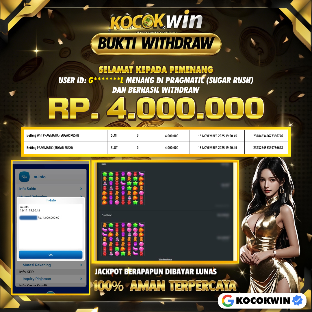 BUKTI WITHDRAW PRAGMATIC (SUGAR RUSH)- KOCOK WIN