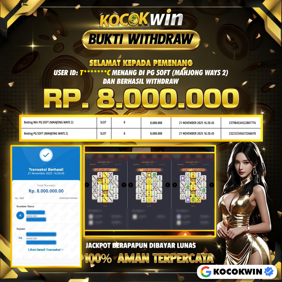 BUKTI WITHDRAW PG SOFT (MAHJONG WAYS 2)- KOCOK WIN