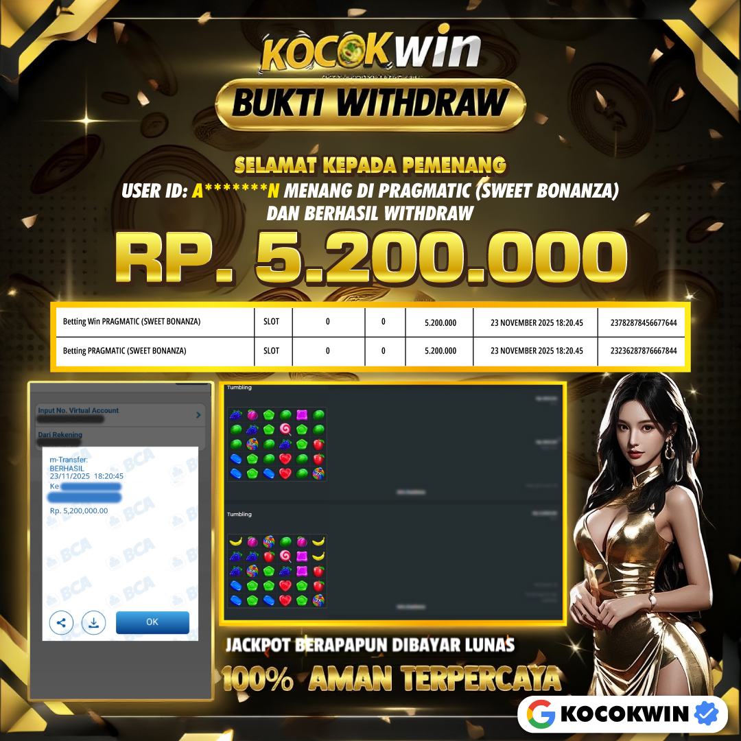 BUKTI WITHDRAW PRAGMATIC (SWEET BONANZA)- KOCOK WIN