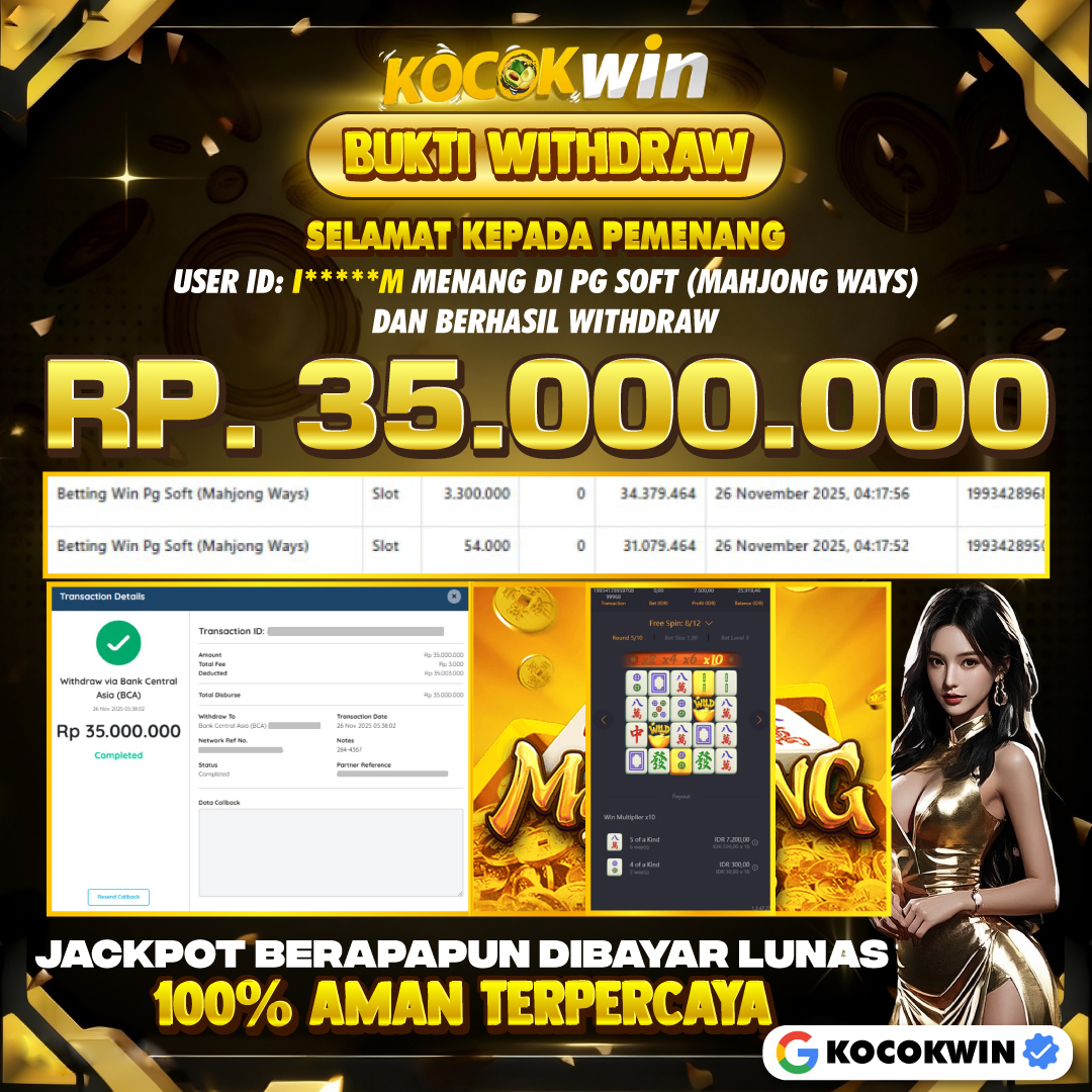 BUKTI WITHDRAW PG SOFT (MAHJONG WAYS )- KOCOK WIN