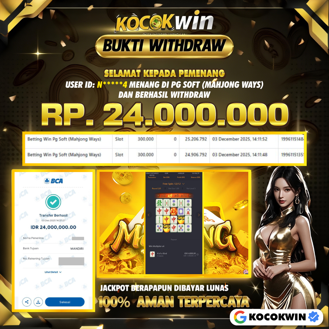 BUKTI WITHDRAW PG SOFT (MAHJONG WAYS )- KOCOK WIN