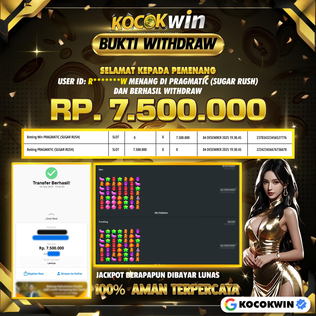 BUKTI WITHDRAW PRAGMATIC (SUGAR RUSH)- KOCOK WIN