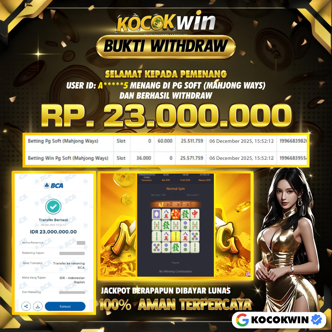 BUKTI WITHDRAW PG SOFT (MAHJONG WAYS )- KOCOK WIN