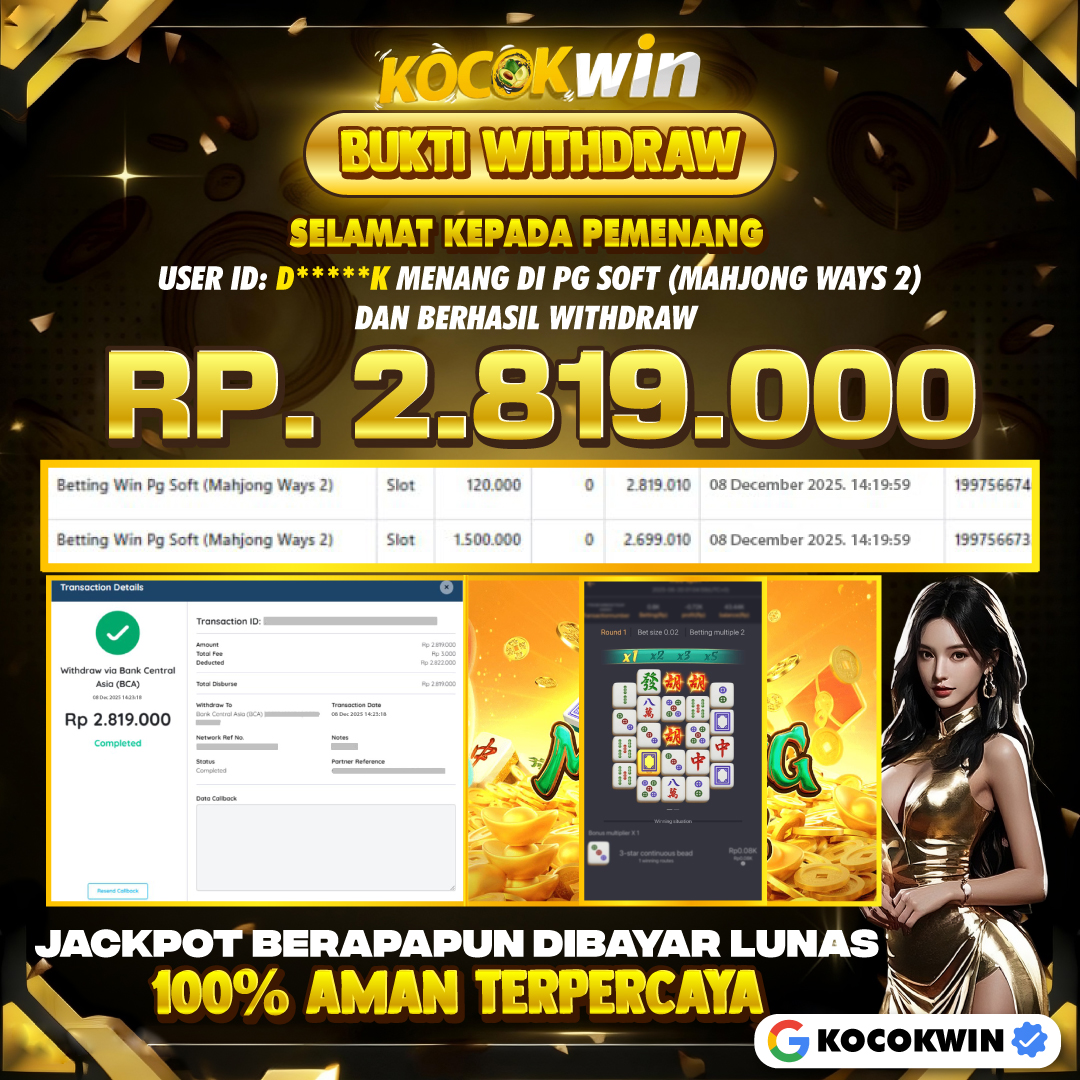 BUKTI WITHDRAW PG SOFT (MAHJONG WAYS 2)- KOCOK WIN