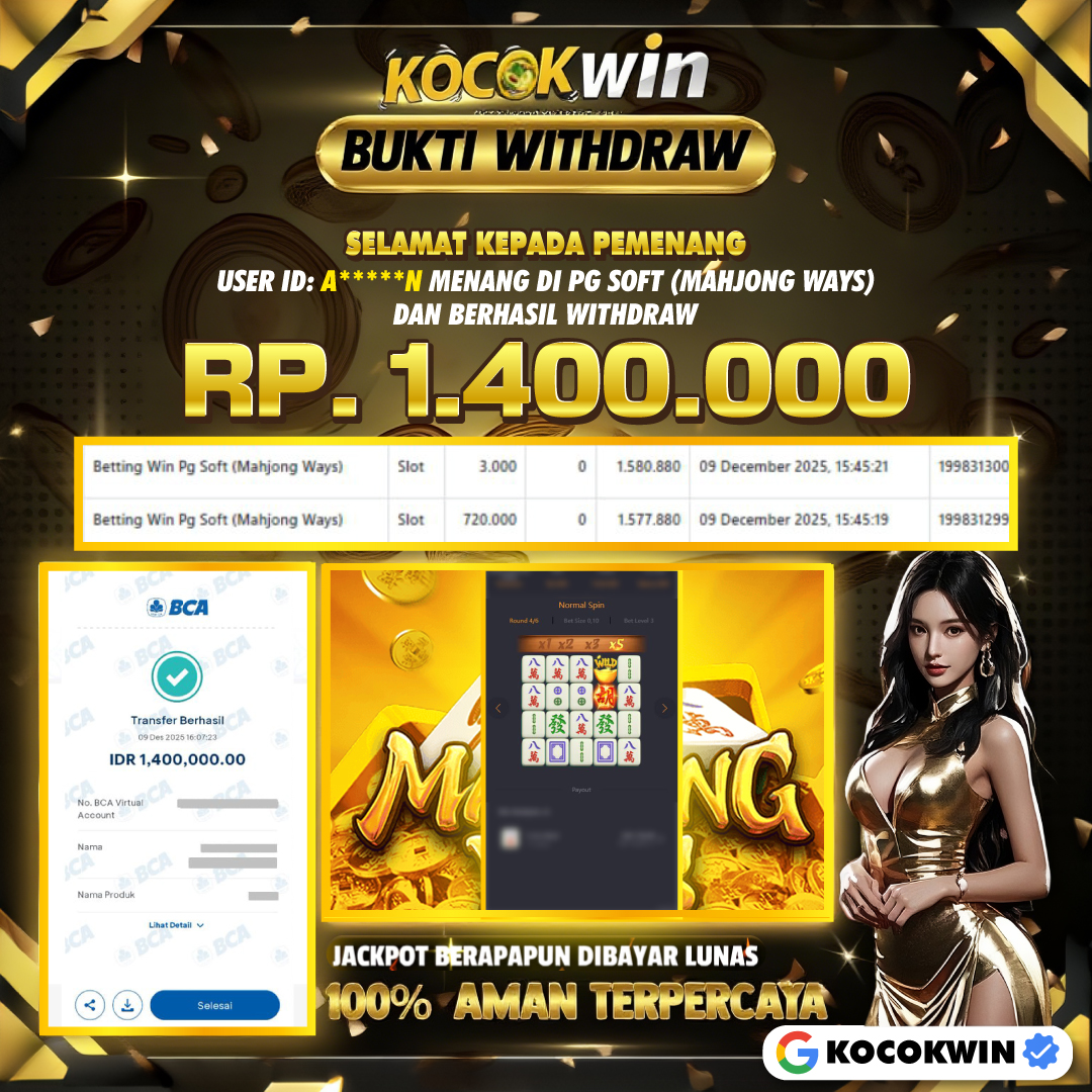 BUKTI WITHDRAW PG SOFT (MAHJONG WAYS )- KOCOK WIN