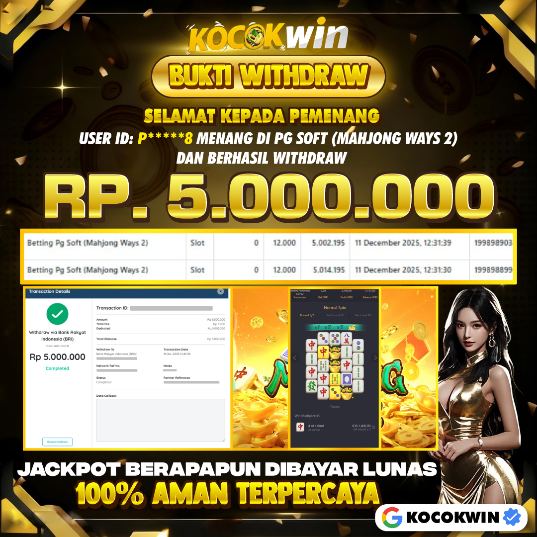 BUKTI WITHDRAW PG SOFT (MAHJONG WAYS 2)- KOCOKWIN