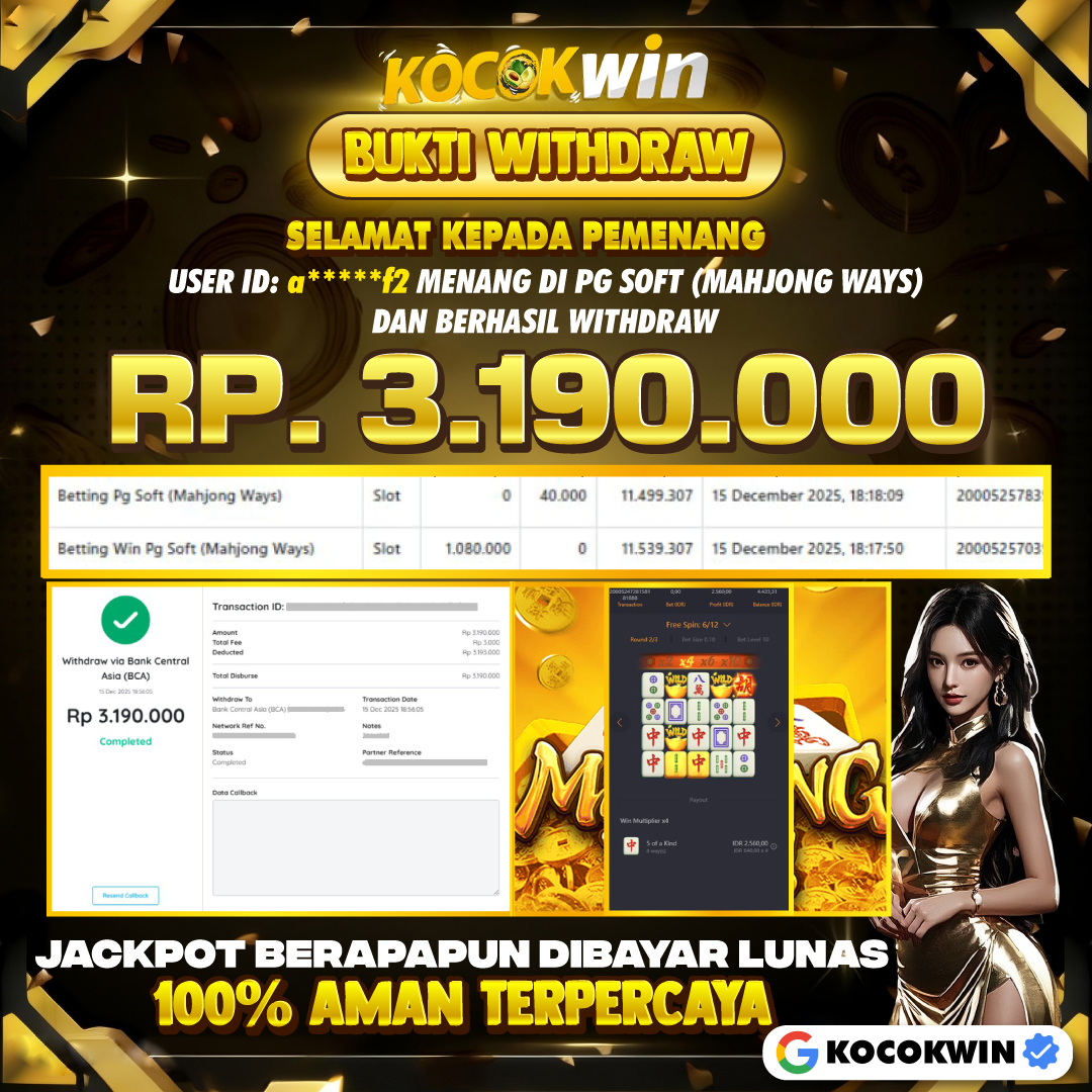 BUKTI WITHDRAW PG SOFT (MAHJONG WAYS )- KOCOK WIN