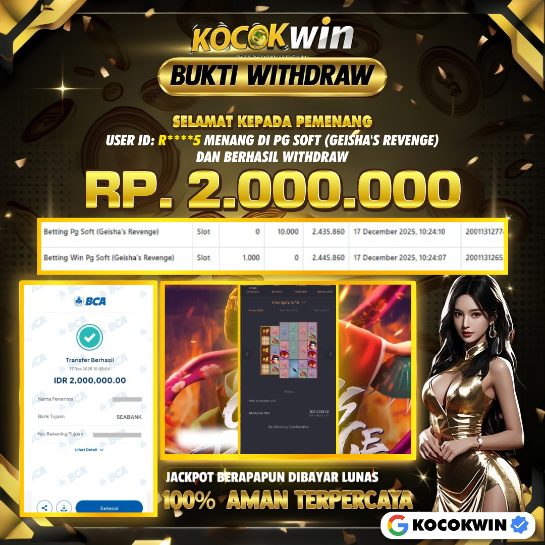 BUKTI WITHDRAW PG SOFT (GEISHA'S REVENGE)- KOCOK WIN