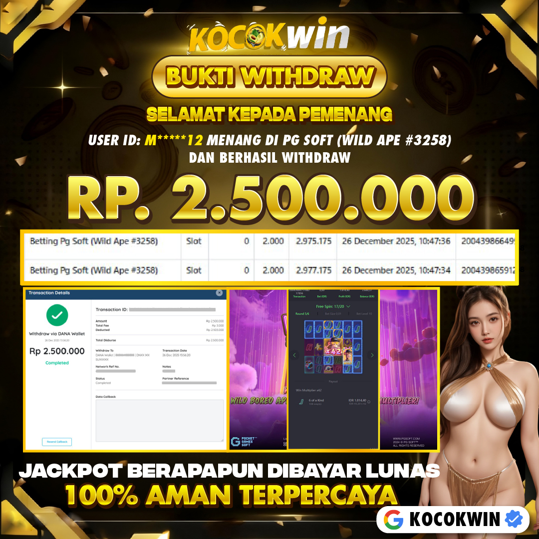 BUKTI WITHDRAW PG SOFT (WILD APE #3258)- KOCOK WIN