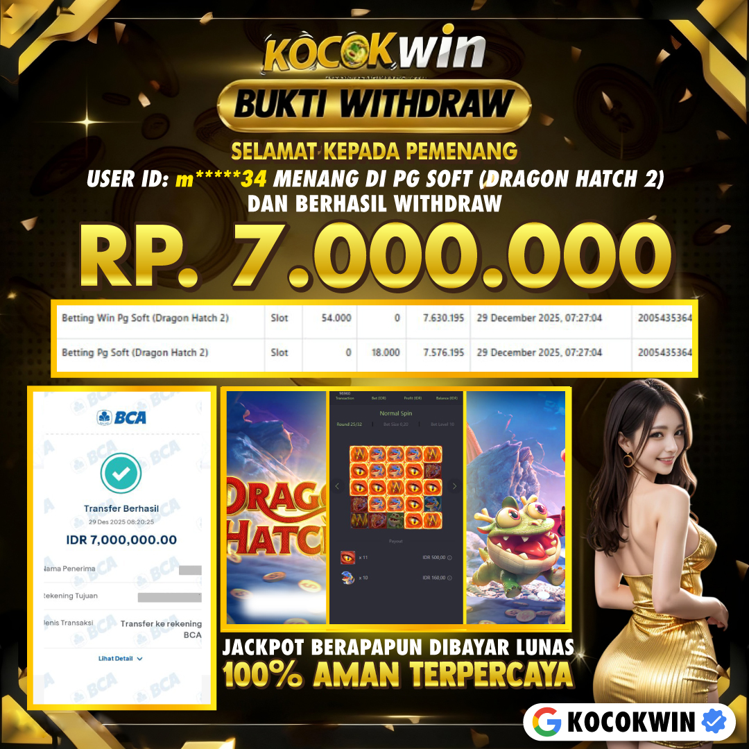 BUKTI WITHDRAW PG SOFT (DRAGON HATCH 2)- KOCOK WIN