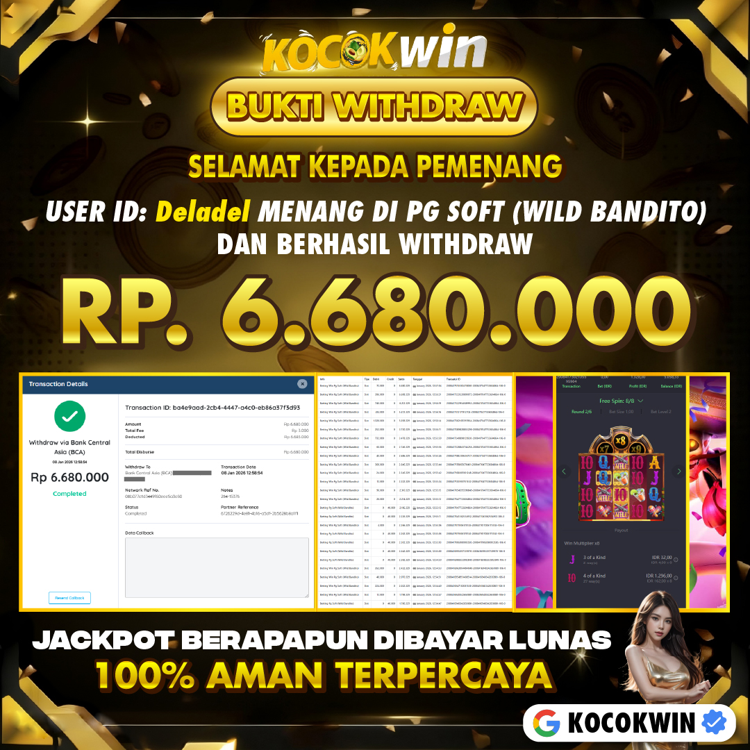 BUKTI WITHDRAW PG SOFT ( WILD BANDITO )- KOCOK WIN